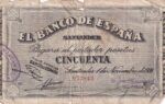 CRBL0497 BILLETE LOCAL ESPAÑA SANTANDER 50 PESETAS 1936 BC