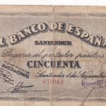 CRBL0499 BILLETE LOCAL ESPAÑA SANTANDER 50 PESETAS 1936 MBC-