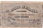 CRBL0499 BILLETE LOCAL ESPAÑA SANTANDER 50 PESETAS 1936 MBC-