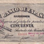 CRBL0504 BILLETE LOCAL ESPAÑA SANTANDER 50 PESETAS 1936 BC