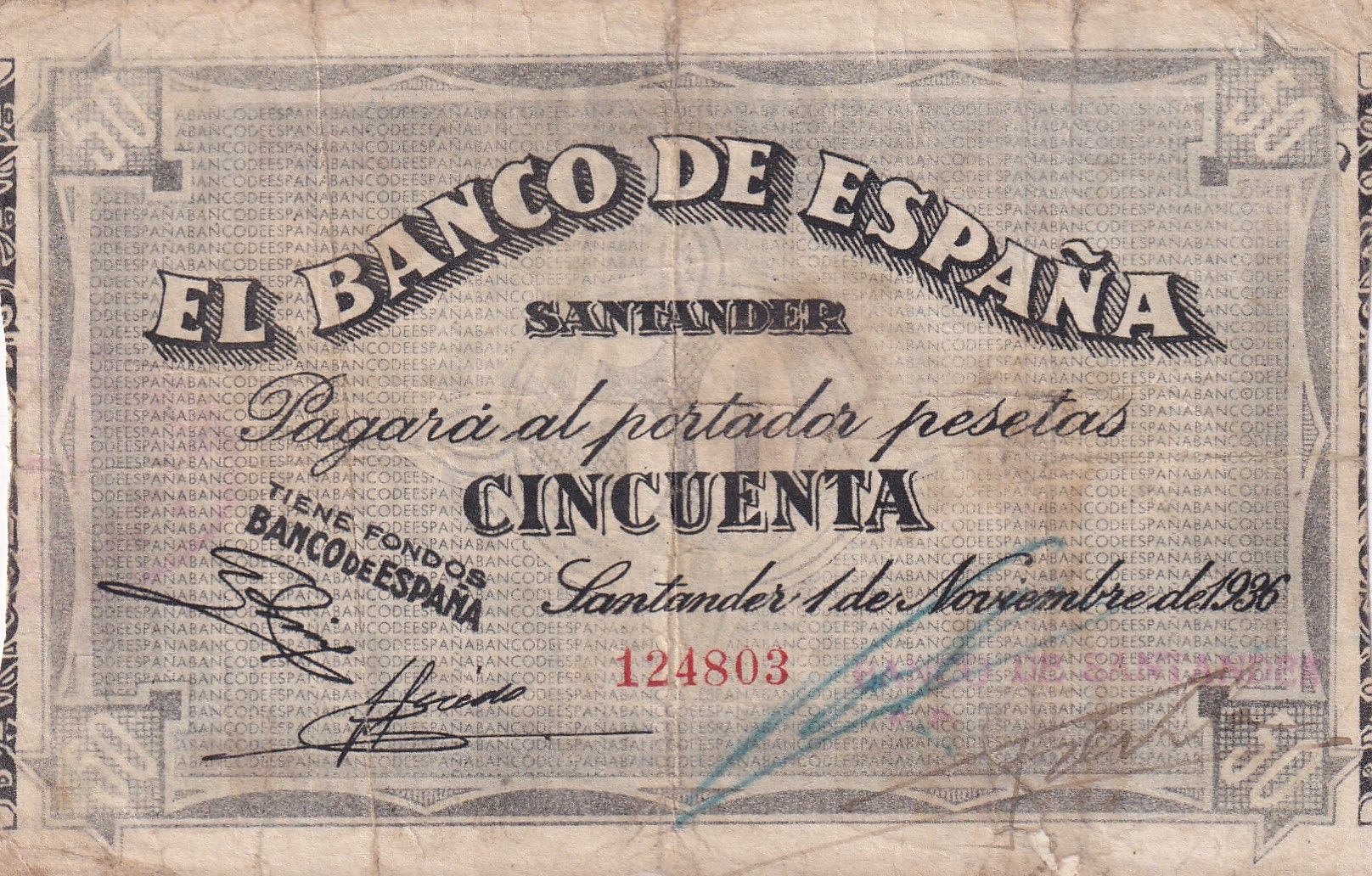 imagen-13-32783.jpg CRBL0507 BILLETE LOCAL ESPAÑA SANTANDER 50 PESETAS 1936 MBC - Imagen 1
