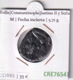 CRE7654 IMPERIO BIZANTINO FOLLIS CONSTANTINOPLA JUSTINO II Y SOFIA