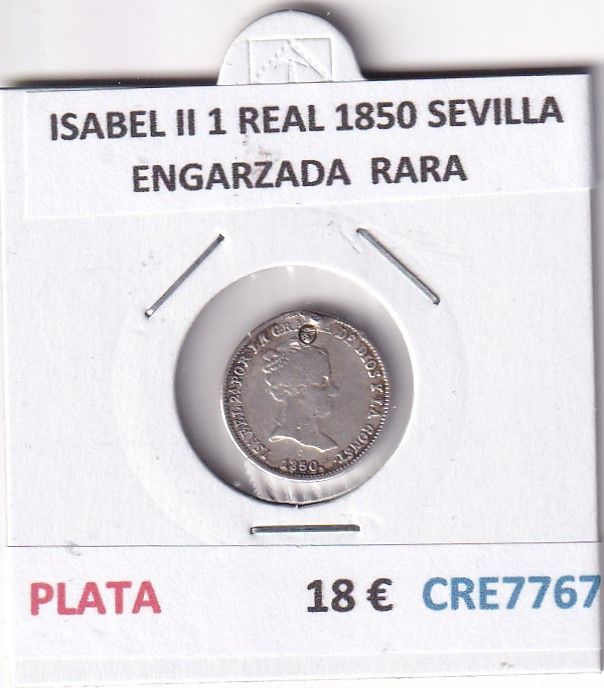 imagen-13-32861.jpg CRE7767 MONEDA ESPAÑA ISABEL II 1 REAL 1850 SEVILLA ENGARZADA RARA - Imagen 1