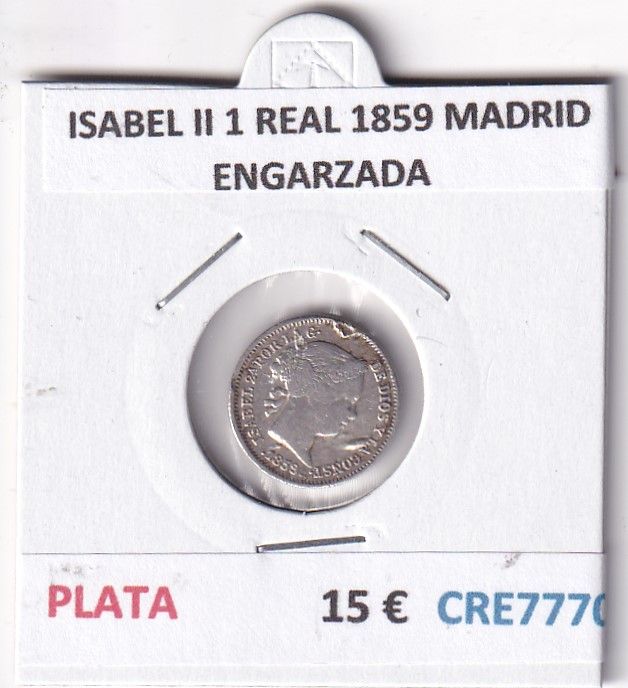 imagen-13-32864.jpg CRE7770 MONEDA ESPAÑA ISABEL II 1 REAL 1859 MADRID ENGARZADA PLATA - Imagen 1
