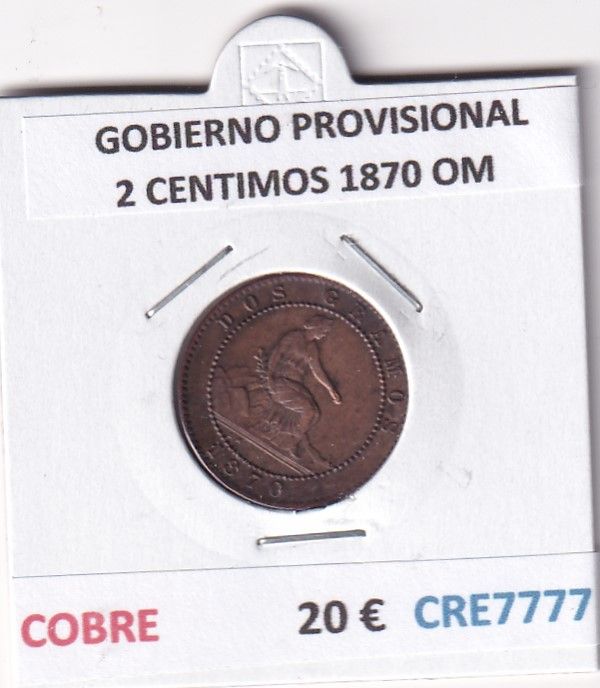 imagen-13-32871.jpg CRE7777 MONEDA ESPAÑA GOBIERNO PROVISIONAL 2 CENTIMOS 1870 OM COBRE - Imagen 1