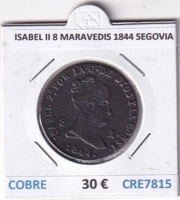 imagen-13-32909.jpg CRE7815 MONEDA ESPAÑA ISABEL II 8 MARAVEDIS 1844 SEGOVIA COBRE - Imagen 1