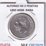 CRE7829 MONEDA ESPAÑA ALFONSO XII 2 PESETAS 1883 MSM PLATA RARA