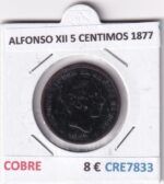 CRE7833 MONEDA ESPAÑA ALFONSO XII 5 CENTIMOS 1877 COBRE