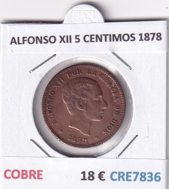 imagen-13-32945.jpg CRE7836 MONEDA ESPAÑA ALFONSO XII 5 CENTIMOS 1878 COBRE - Imagen 1