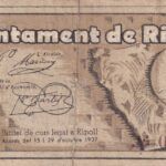 CRBL0491 BILLETE LOCAL ESPAÑA RIPOLL 1 PESETA 1937 BC