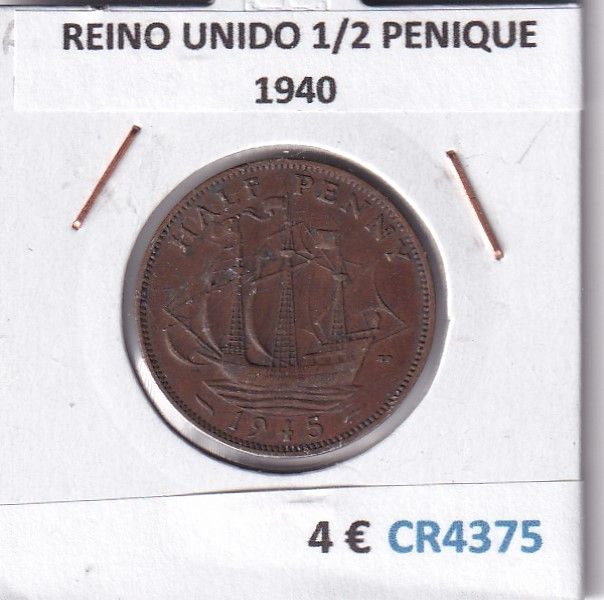 imagen-13-32993.jpg CR4375 MONEDA REINO UNIDO 1/2 PENIQUE 1940 - Imagen 1