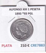 CRE7883 MONEDA ESPAÑA ALFONSO XIII 1 PESETA 1893 *93 PGL PLATA