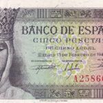 CRBS1823 BILLETE ESPAÑA 5 PESETAS 1943 SERIE A EBC