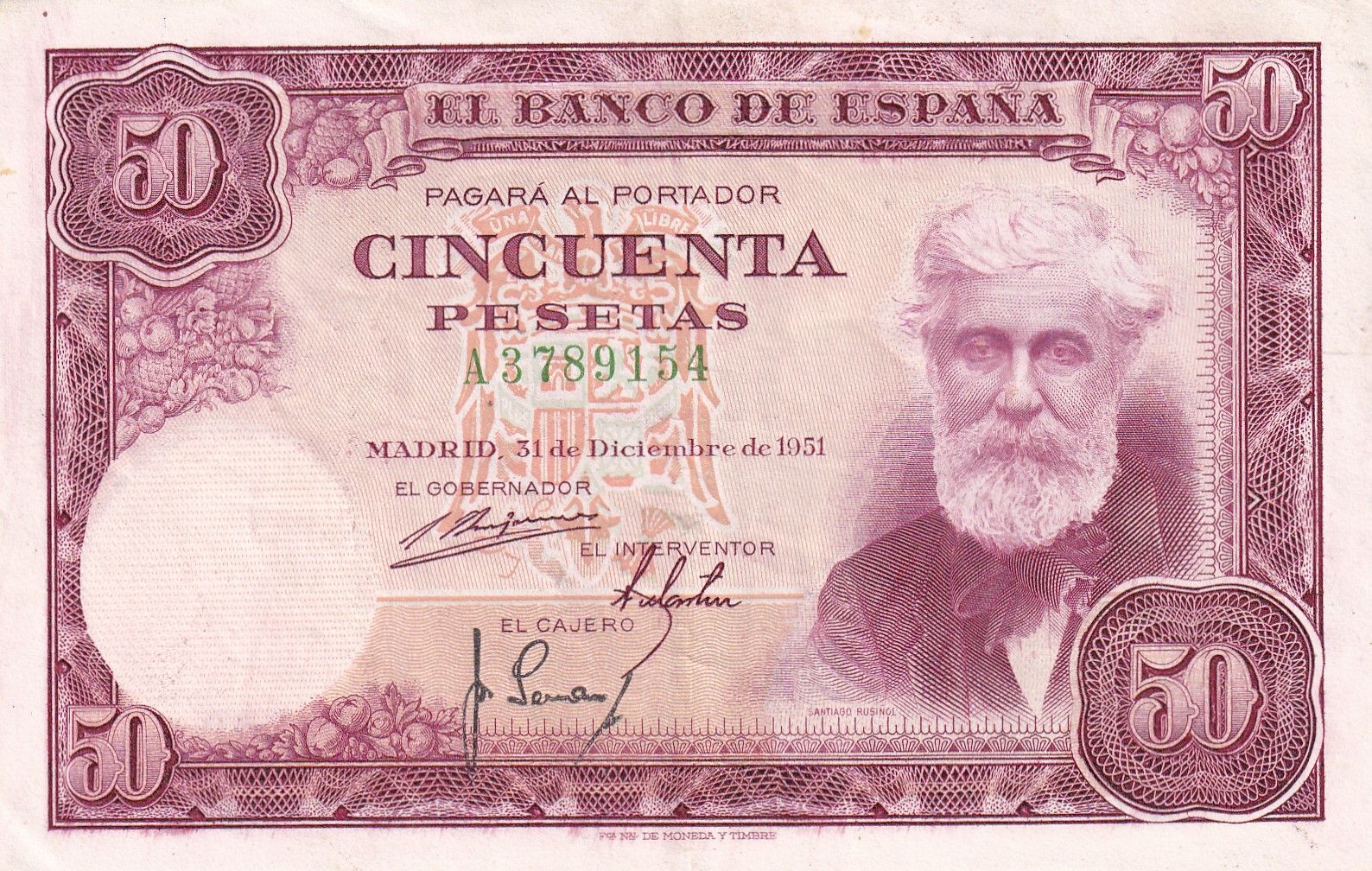 imagen-13-33096.jpg CRBS1843 BILLETE ESPAÑA 50 PESETAS 1951 SERIE A MBC - Imagen 1