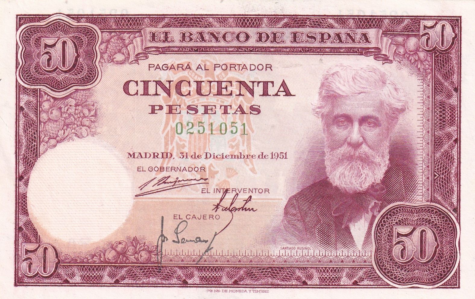 imagen-13-33097.jpg CRBS1844 BILLETE ESPAÑA 50 PESETAS 1951 SIN SERIE EBC - Imagen 1