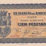 CRBL0533 BILLETE ESPAÑA LOCAL GIJON 100 PESETAS 1937 SIN SERIE  SIN CIRCULAR