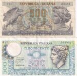 CRBX2592 2 BILLETES ITALIA 500 LIRAS BC