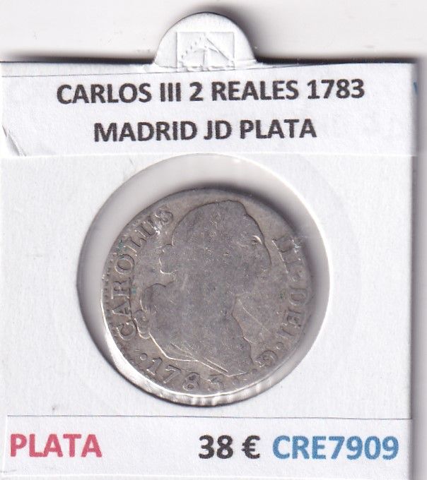 imagen-13-33207.jpg CRE7909 MONEDA ESPAÑA CARLOS III 2 REALES 1783 MADRID JD PLATA - Imagen 1
