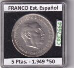 CRE7664 MONEDA ESPAÑA ESTADO ESPAÑOL 5 PESETAS 1949 *50