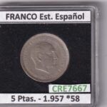 CRE7667 MONEDA ESPAÑA ESTADO ESPAÑOL 5 PESETAS 1957 *58