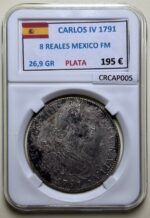 CRCAP005 MONEDA ESPAÑA CARLOS IV 8 REALES 1791 MEXICO FM