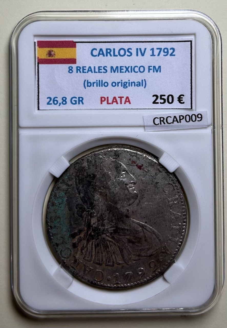 imagen-13-33324.jpg CRCAP009 MONEDA ESPAÑA CARLOS IV 8 REALES 1792 MEXICO FM BRILLO ORIG. - Imagen 1