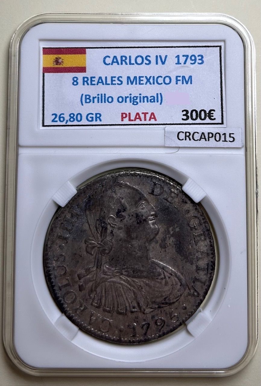 imagen-13-33330.jpg CRCAP015 MONEDA ESPAÑA CARLOS IV 8 REALES 1793 MEXICO FM BRILLO ORIG. - Imagen 1