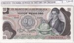 CRBX3026 BILLETE COLOMBIA 20 PESOS DE ORO 1981 SIN CIRCULAR