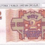 CRBX3052 BILLETE LETONIA 2 RUBLOS 1992 SIN CIRCULAR