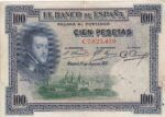 CRBS0418  BILLETE ESPAÑA 100 PESETAS 1925 CON 1 RESELLO MBC-