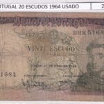CRBX3075 BILLETE PORTUGAL 20 ESCUDOS 1964 USADO