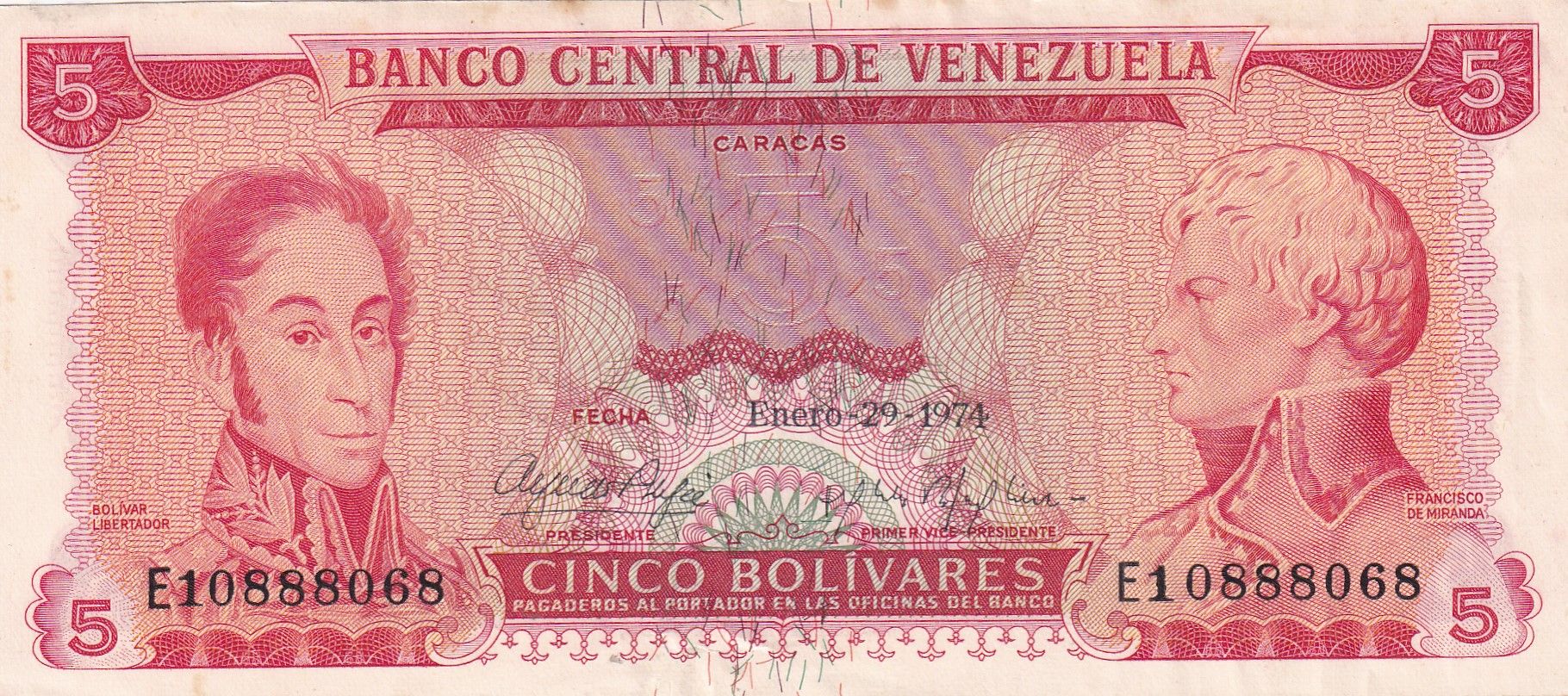 imagen-13-33473.jpg CRBX2359 BILLETE VENEZUELA 5 BOLIVARES 1974 SIN CIRCULAR - Imagen 1
