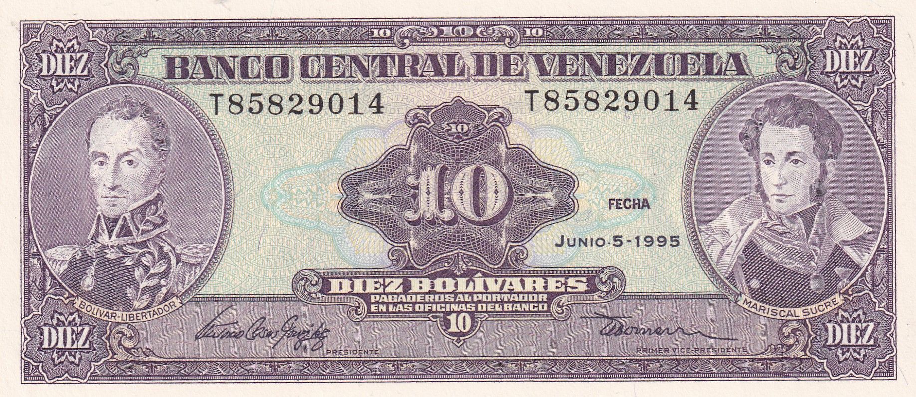 imagen-13-33479.jpg CRBX2365 BILLETE VENEZUELA 10 BOLIVARES 1995 SIN CIRCULAR - Imagen 1