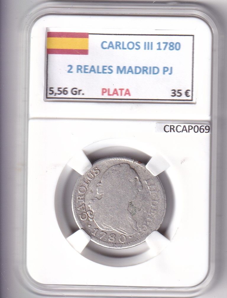 imagen-13-33639.jpg CRCAP069 MONEDA ESPAÑA CARLOS III 2 REALES 1780 MADRID PJ PLATA - Imagen 1