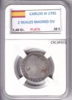 CRCAP072 MONEDA ESPAÑA CARLOS III 2 REALES 1785 MADRID DV PLATA