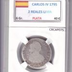 CRCAP075 MONEDA ESPAÑA CARLOS IV 2 REALES 1795 LIMA PLATA