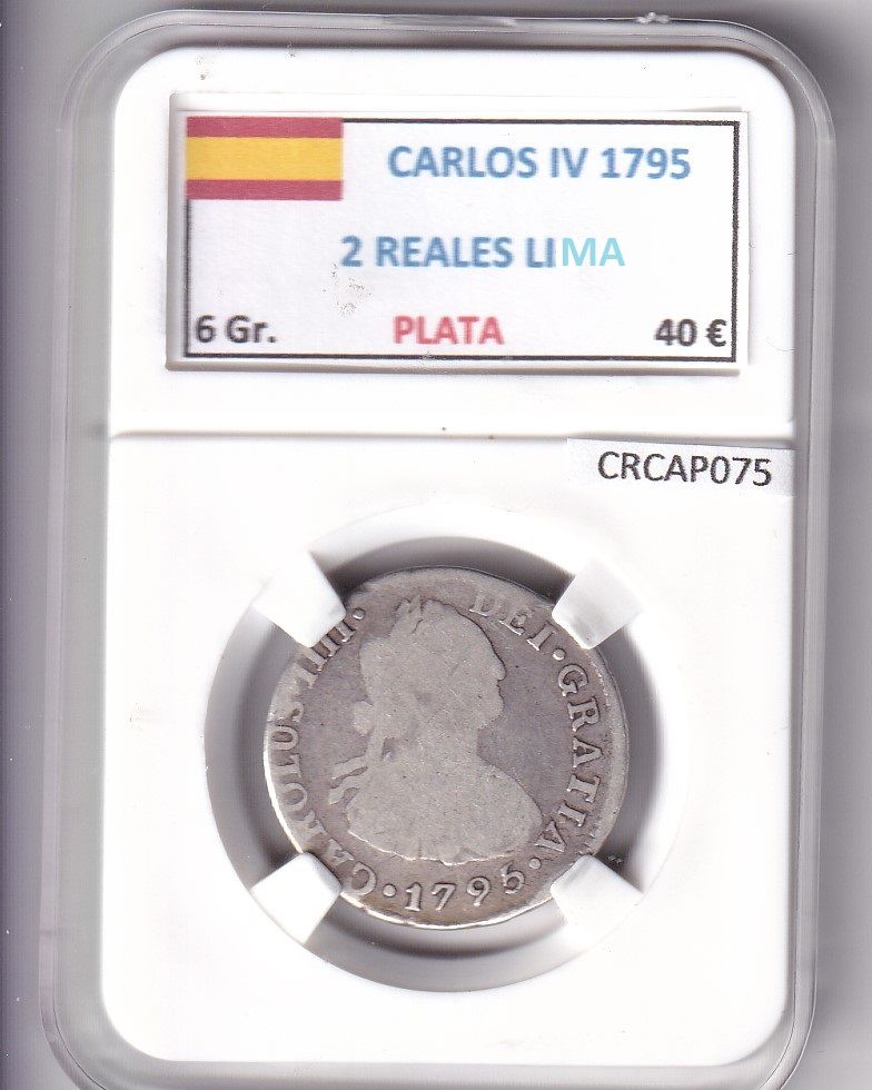 imagen-13-33645.jpg CRCAP075 MONEDA ESPAÑA CARLOS IV 2 REALES 1795 LIMA PLATA - Imagen 1