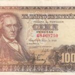 BILLETE ESPAÑA 100 PESETAS 1948  CON DOBLEZ CENTRAL