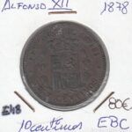 MONEDA ESPAÑA ALFONSO XII 10 CÉNTIMOS 1878