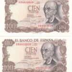 PAREJA BILLETE ESPAÑA 100 PESETAS 1970 SERIE ESPECIAL 9B