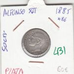 MONEDA ESPAÑA ALFONSO XII 50 CTS 1886 PLATA