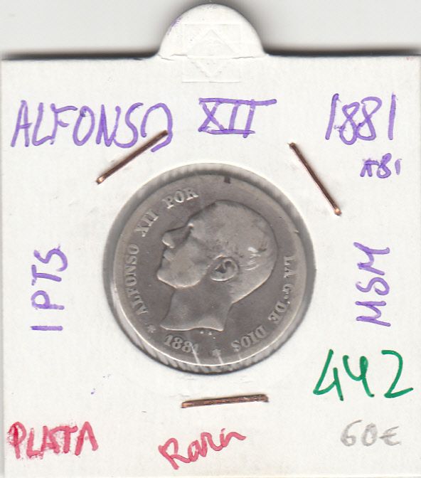 imagen-13-6592.jpg MONEDA ESPAÑA ALFONSO XII 1 PESETA 1881 PLATA - Imagen 1