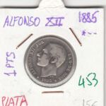 MONEDA ESPAÑA ALFONSO XII 1 PESETA 1885 PLATA