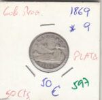 MONEDA ESPAÑA GOBIERNO PROVISIONAL 50 CENTIMOS PLATA 1869