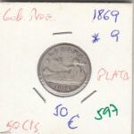 MONEDA ESPAÑA GOBIERNO PROVISIONAL 50 CENTIMOS PLATA 1869