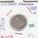 MONEDA ESPAÑA GOBIERNO PROVISONAL 50 CENTIMOS PLATA 1869