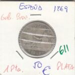 MONEDA ESPAÑA GOBIERNO PROVISIONAL 1 PESETA PLATA 1869