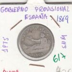 MONEDA ESPAÑA GOBIERNO PROVISIONAL 1 PESETA PLATA 1869
