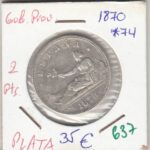 MONEDA ESPAÑA I REPUBLICA 2 PESETAS PLATA 1874