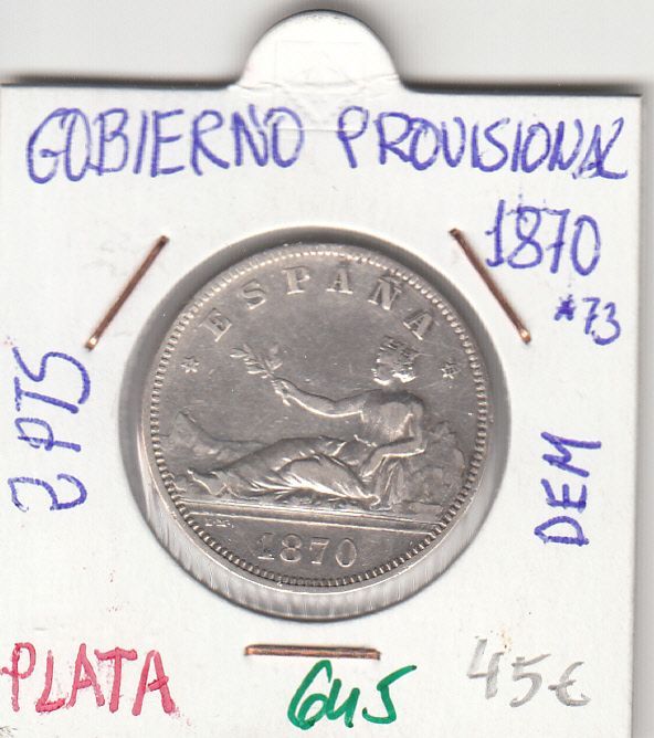 imagen-13-6706.jpg CRE0645 MONEDA ESPAÑA GOBIERNO PROVISIONAL 2 PESETAS PLATA 1973 - Imagen 1